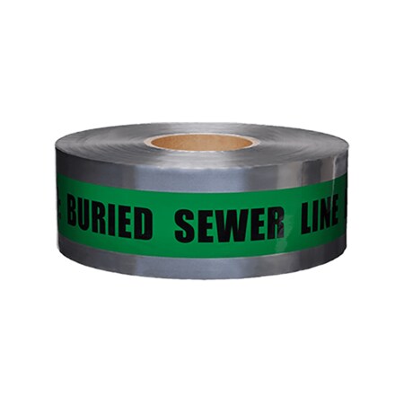 Presco Green Detectable Tape "Caution Buried Sewer Line Below", 8PK SD3105G4